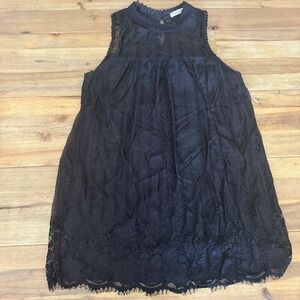 CHANCE OR FATE Black Lace Sheer Overlay High Neck Sleeveless Mini Dress XL